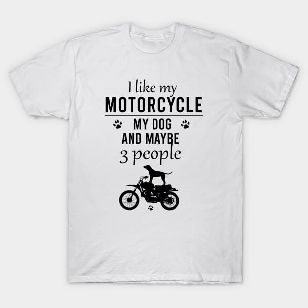 I like my motorcyle my dog and maybe 3 people T-Shirt by cypryanus